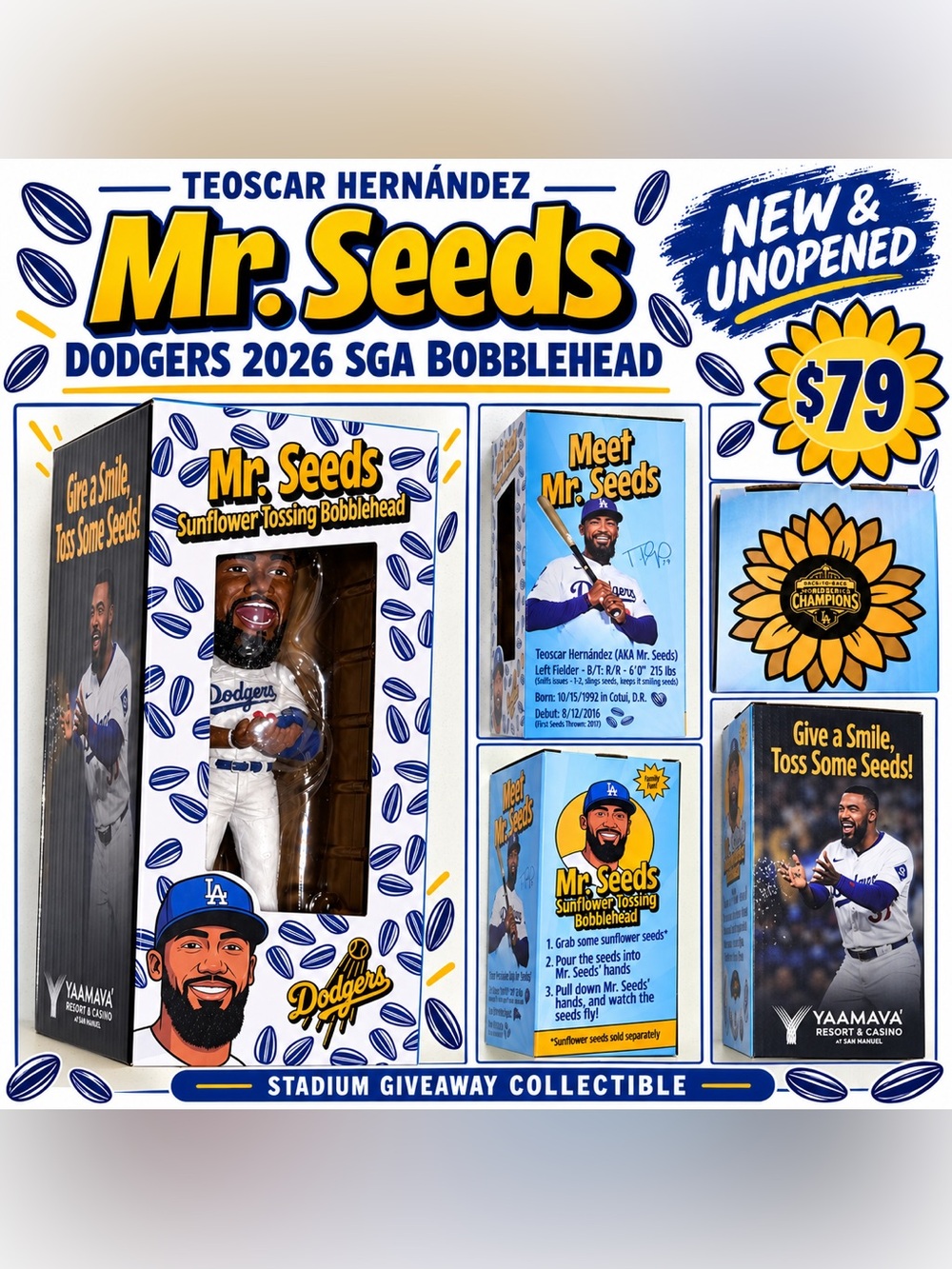 Teoscar Hernandez Mr Seeds
Dodgers 2026 SGA Bobblehead
NEW and UNOPENED